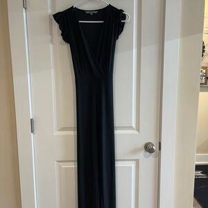 Sharagano Elegant Black Ruffle Jumpsuit